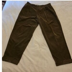 Giovani Corduroy Pants Mens 33x28 Brown Good Pleated Cuffed Vintage Professor